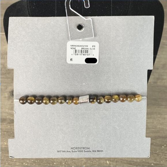 Nordstrom Genuine Stone Gemstone Prayer Bead Tiger Eye Bracelet Stretch One Size - Picture 2 of 7